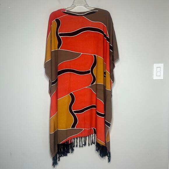 Midnight Velvet Duster Kimono Shawl Fringe Sz 2X Boho Lagenlook Artsy Abstract - Picture 7 of 8